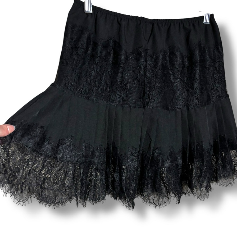 Unbranded Size Small Chic Black Lace Tiered Elastic Waist Slip Style Mini Skirt - Picture 13 of 14